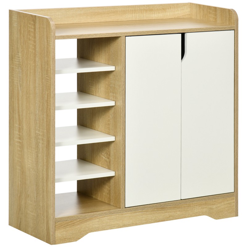 Zapatero Estrecho de Estilo Moderno para 13 Pares de Zapatos para Entrada Pasillo 80x30x80 cm Natural y Blanco