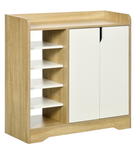 Zapatero Estrecho de Estilo Moderno para 13 Pares de Zapatos para Entrada Pasillo 80x30x80 cm Natural y Blanco