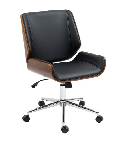 Silla de Oficina Giratoria de PU con Altura Ajustable Función de Inclinación y Ruedas 51x65,5x82-92 cm Negro