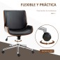 Silla de Oficina Giratoria de PU con Altura Ajustable Función de Inclinación y Ruedas 51x65,5x82-92 cm Negro Silla de Oficina Giratoria de PU con Altura Ajustable Función de Inclinación y Ruedas 51x65,5x82-92 cm Negro