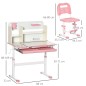 Escritorio y Silla para +3 Años con Altura Ajustable y Mesa Inclinable 80x52x88-109 cm y 35,5x44,5x66-80 cm Rosa