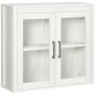 Armario de Baño de Pared con Puertas de Vidrio y Estante Ajustable Mueble Colgante Moderno 60x19,5x54 cm Blanco