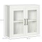 Armario de Baño de Pared con Puertas de Vidrio y Estante Ajustable Mueble Colgante Moderno 60x19,5x54 cm Blanco