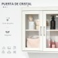 Armario de Baño de Pared con Puertas de Vidrio y Estante Ajustable Mueble Colgante Moderno 60x19,5x54 cm Blanco