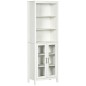Columna de Baño con 2 Puertas de Vidrio y 3 Estantes Mueble Auxiliar de Estilo Moderno 53x30x162 cm Blanco