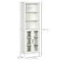 Columna de Baño con 2 Puertas de Vidrio y 3 Estantes Mueble Auxiliar de Estilo Moderno 53x30x162 cm Blanco