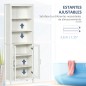 Columna de Baño con 2 Puertas de Vidrio y 3 Estantes Mueble Auxiliar de Estilo Moderno 53x30x162 cm Blanco