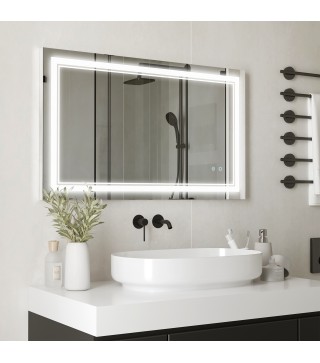 Espejo de Baño con Luz LED con Interruptor Táctil Color de Luz Ajustable y Función de Memoria 100x60 cm Plata