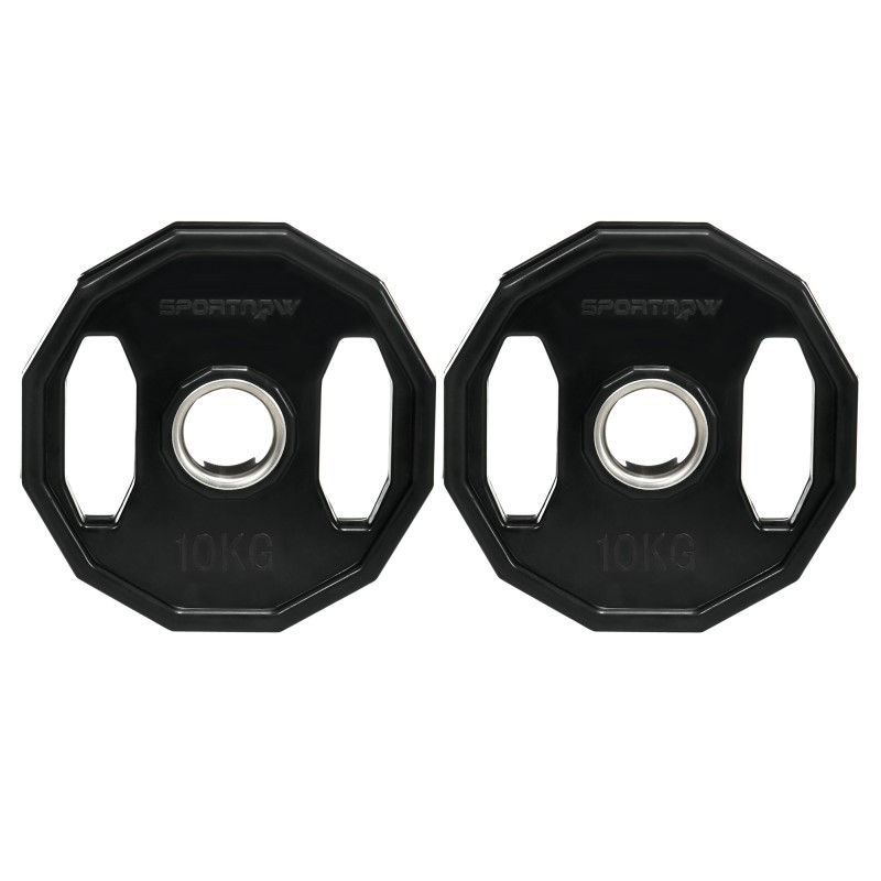 Conjunto de 2 Discos de Pesas de 10 kg con Orificio de 5 cm para Entrenamiento de Fuerza Ø32x4 cm Negro