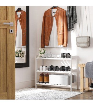 Zapatero de Madera de 3 Niveles Zapatero Recibidor para 9 Pares de Zapatos para Entrada Pasillo 70x26x57,5 cm Blanco