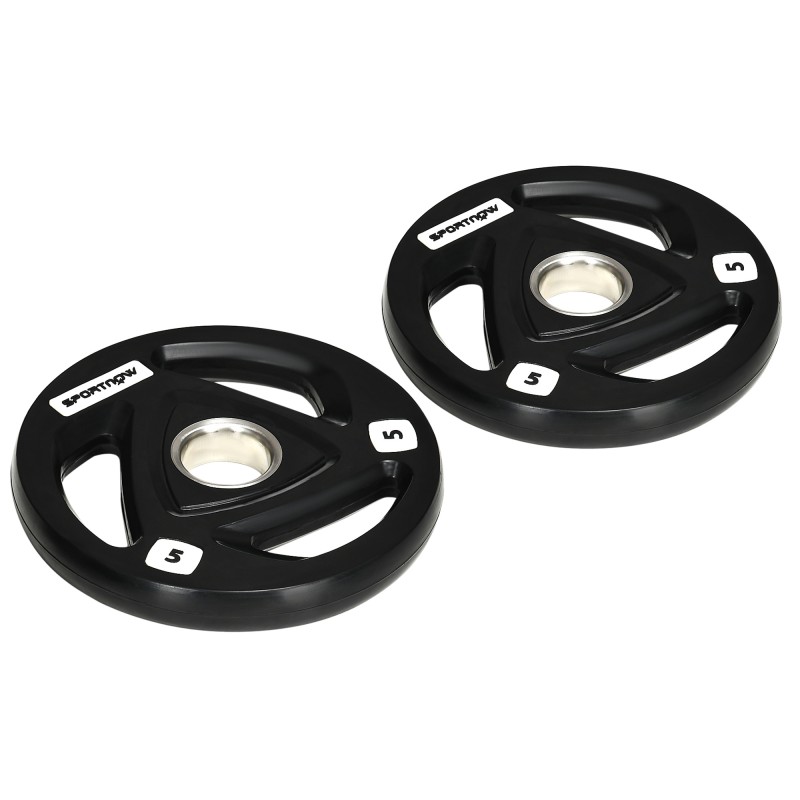 Juego de 2 Discos de Pesas Olímpicas de 5 kg con Orificio de 5 cm para Entrenamiento de Fuerza Ø24x3,5 cm Negro