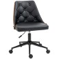 Silla de Oficina con Altura Ajustable y Basculante para Dormitorio Oficina 53x62x77-87 cm Negro y Madera