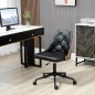Silla de Oficina con Altura Ajustable y Basculante para Dormitorio Oficina 53x62x77-87 cm Negro y Madera