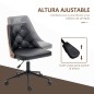 Silla de Oficina con Altura Ajustable y Basculante para Dormitorio Oficina 53x62x77-87 cm Negro y Madera
