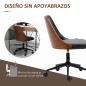 Silla de Oficina con Altura Ajustable y Basculante para Dormitorio Oficina 53x62x77-87 cm Negro y Madera