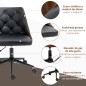 Silla de Oficina con Altura Ajustable y Basculante para Dormitorio Oficina 53x62x77-87 cm Negro y Madera