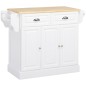 Carro de Cocina con Ruedas Isla de Cocina con 2 Cajones Especiero y Barra para Colgar 110x45x91 cm Blanco Carro de Cocina con Ruedas Isla de Cocina con 2 Cajones Especiero y Barra para Colgar 110x45x91 cm Blanco