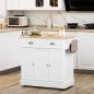 Carro de Cocina con Ruedas Isla de Cocina con 2 Cajones Especiero y Barra para Colgar 110x45x91 cm Blanco Carro de Cocina con Ruedas Isla de Cocina con 2 Cajones Especiero y Barra para Colgar 110x45x91 cm Blanco
