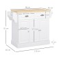 Carro de Cocina con Ruedas Isla de Cocina con 2 Cajones Especiero y Barra para Colgar 110x45x91 cm Blanco Carro de Cocina con Ruedas Isla de Cocina con 2 Cajones Especiero y Barra para Colgar 110x45x91 cm Blanco