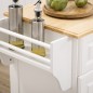 Carro de Cocina con Ruedas Isla de Cocina con 2 Cajones Especiero y Barra para Colgar 110x45x91 cm Blanco Carro de Cocina con Ruedas Isla de Cocina con 2 Cajones Especiero y Barra para Colgar 110x45x91 cm Blanco