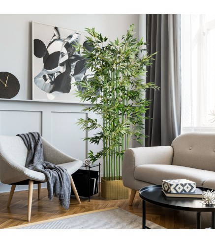 Bambú Artificial con Maceta de Madera Planta Artificial de Decoración para Interior 35x10x180 cm Verde