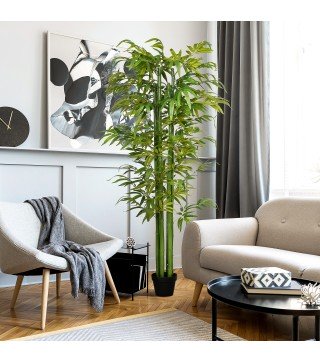 Bambú Artificial 180 cm Planta Sintética de Interior para Decoración de Oficina Hogar Ø17x180 cm Verde