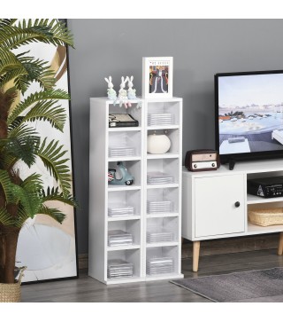 2 Estanterías para CD o DVD con 12 Compartimentos para 204 CD's y Estante Ajustable 21x22,5x88,5 cm Blanco