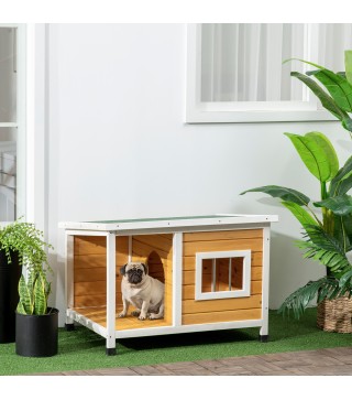 Caseta para Perros de Madera Casa para Mascotas Refugio para Perros con Techo Asfáltico 85,5x62x60 cm Natural