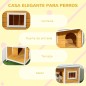 Caseta para Perros de Madera Casa para Mascotas Refugio para Perros con Techo Asfáltico 85,5x62x60 cm Natural
