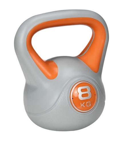 Pesa Rusa 8 kg Revestimiento de PU y Relleno de Arena para Entrenamiento de Fuerza 20x14x24 cm Naranja y Gris