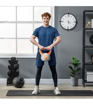 Pesa Rusa 8 kg Revestimiento de PU y Relleno de Arena para Entrenamiento de Fuerza 20x14x24 cm Naranja y Gris