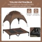Cama Elevada para Mascotas con Toldo Extraíble Tela Transpirable para Interior y Exterior 92x76x90 cm Marrón
