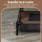 Cama Elevada para Mascotas con Toldo Extraíble Tela Transpirable para Interior y Exterior 92x76x90 cm Marrón