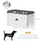 Comedero Elevado para Perros Grandes con 2 Cuencos de 2000 ml de Acero Inoxidable y 1 Cajón 63x30x36 cm Blanco