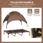 Cama Elevada para Mascotas con Toldo Extraíble Tela Transpirable para Interior y Exterior 122x92x108 cm Marrón