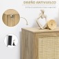 Aparador Mueble Auxiliar de Cocina con Puerta de Ratán y 2 Estantes de Almacenaje para Salón 80x39x70 cm Natural
