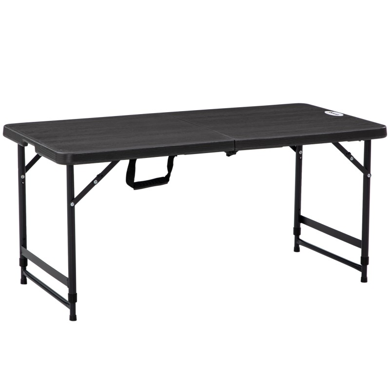 Mesa de Comedor Exterior Plegable para 4 Personas con Altura Ajustable y Marco de Acero 118x60x56-74 cm Gris Oscuro