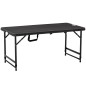Mesa de Comedor Exterior Plegable para 4 Personas con Altura Ajustable y Marco de Acero 118x60x56-74 cm Gris Oscuro