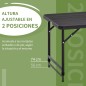 Mesa de Comedor Exterior Plegable para 4 Personas con Altura Ajustable y Marco de Acero 118x60x56-74 cm Gris Oscuro