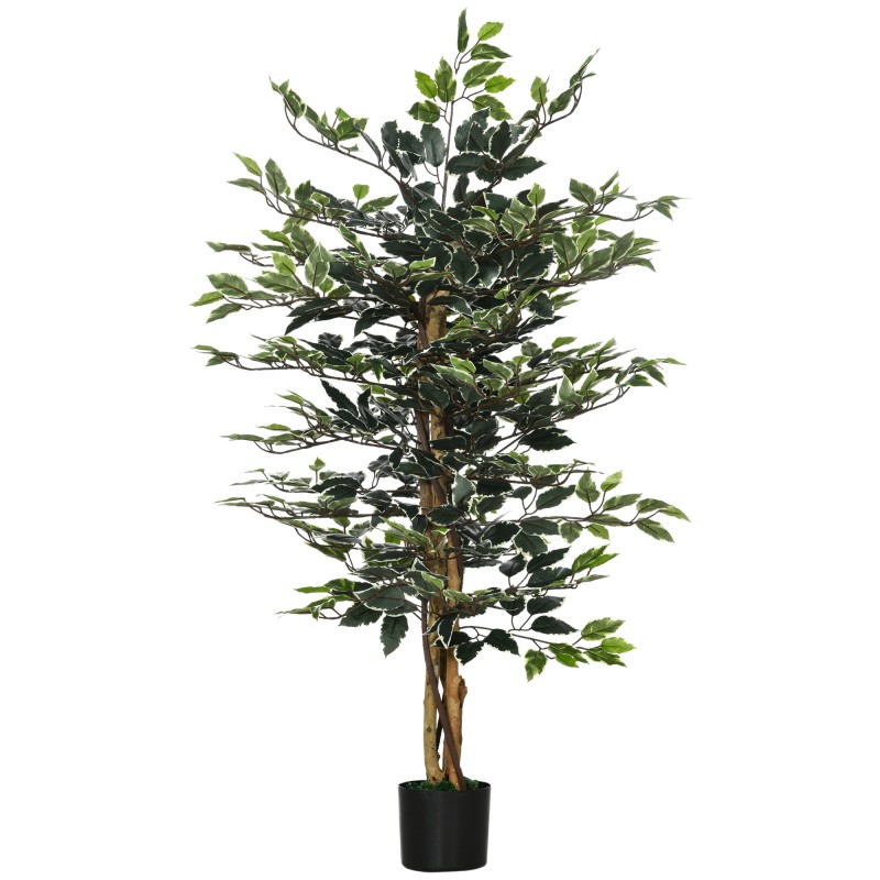 Ficus Artificial de 130 cm Planta Artificial de 702 Hojas con Maceta Decoración para el Hogar Ø15x130 cm Verde