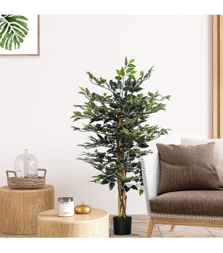 Ficus Artificial de 130 cm Planta Artificial de 702 Hojas con Maceta Decoración para el Hogar Ø15x130 cm Verde