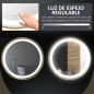Espejo de Baño con Luz LED Táctil Función de Memoria Brillo y Color Ajustable y Reloj Ø60x4 cm Dorado