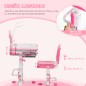 Escritorio y Silla para +6 Años con Altura Ajustable e Inclinable 80x49,5x82-104 cm y 35,5x43,5x63-73 cm Rosa