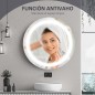 Espejo de Baño con Luz LED Táctil Función de Memoria Brillo y Color Ajustable y Antivaho Ø50x4,6 cm Plata