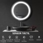 Espejo de Baño con Luz LED Táctil Función de Memoria Brillo y Color Ajustable y Antivaho Ø50x4,6 cm Plata