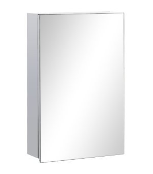 Armario de Baño con Espejo Armario de Pared con 3 Estantes de Almacenamiento para Ducha Aseo 39x12x60 cm Plata