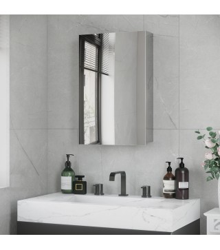 Armario de Baño con Espejo Armario de Pared con 3 Estantes de Almacenamiento para Ducha Aseo 39x12x60 cm Plata
