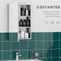 Armario de Baño con Espejo Armario de Pared con 3 Estantes de Almacenamiento para Ducha Aseo 39x12x60 cm Plata