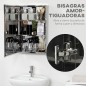 Armario de Baño con Espejo Armario de Pared con 3 Estantes de Almacenamiento para Ducha Aseo 39x12x60 cm Plata