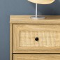 Cómoda con 4 Cajones Cajonera de Madera con Frontales de Ratán Estilo Cannage para Dormitorio 80x35x95 cm Natural